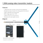 Rushfpv 1.2GHz 1.3GHz 1600mW 1.6W VTX Audio Vidéo 25mW/1600mW 9CH Module 7-36V pour Drone d'avion longue portée RC